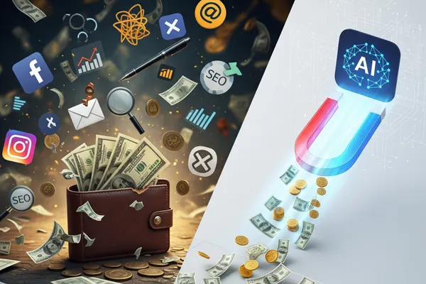 Marketing budget wasted on multiple tools versus one AI-powered platform dashboard