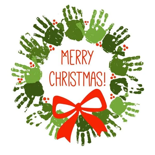 hand print Christmas wreath