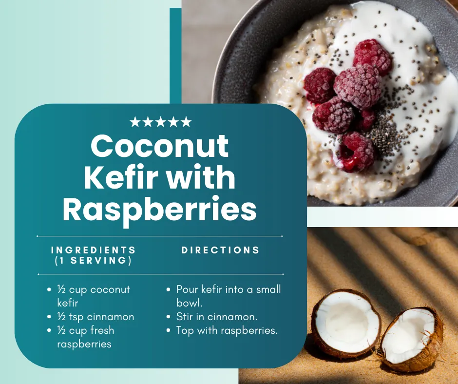 Delicious Coconut Kefir with Raspberries