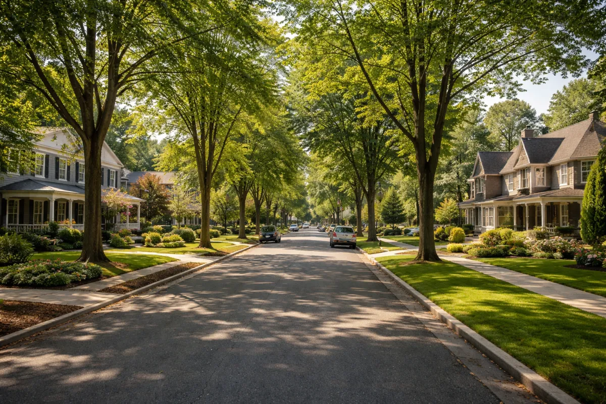 Tenafly NJ neighborhood with spacious family homes