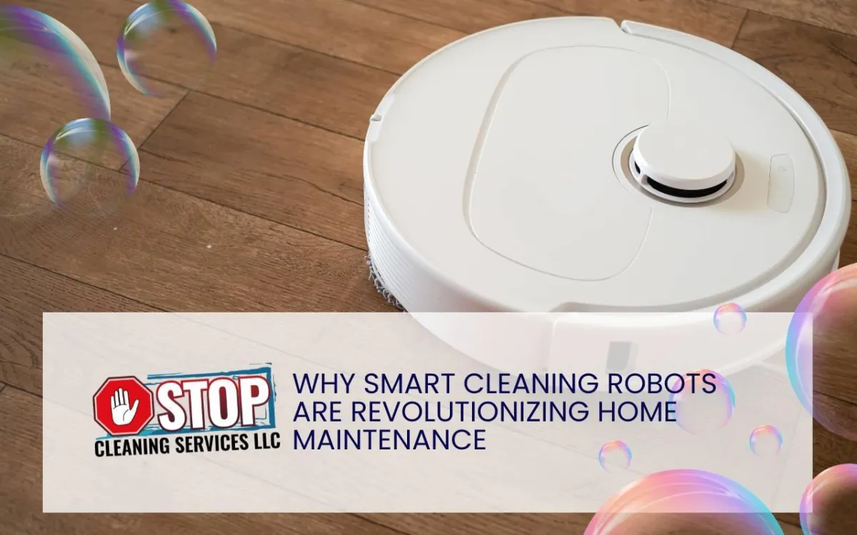 Smart cleaning robots maintaining a tidy modern living room