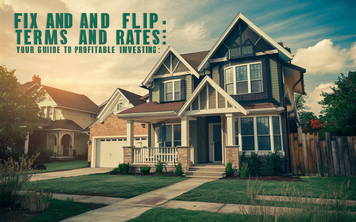 An illustration of a renovated two-story red brick house with a porch, green landscaping, and solar panels, representing a fix and flip real estate investment opportunity