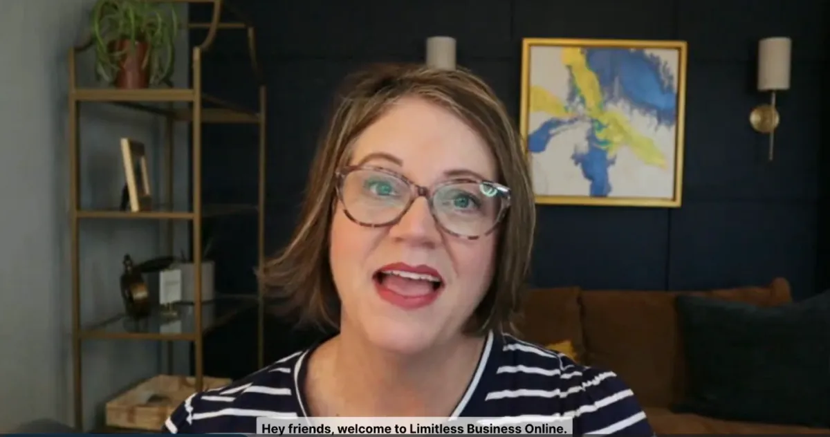 woman smiling as she talks about AI on podcast vlog