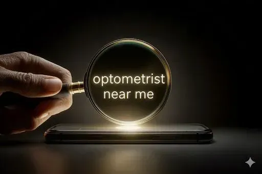 A magnifying glass with written text on it..