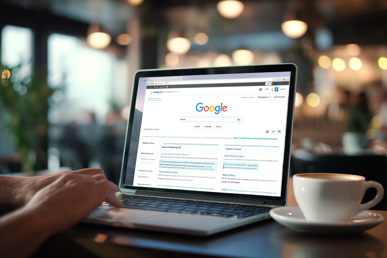 Person searching on google