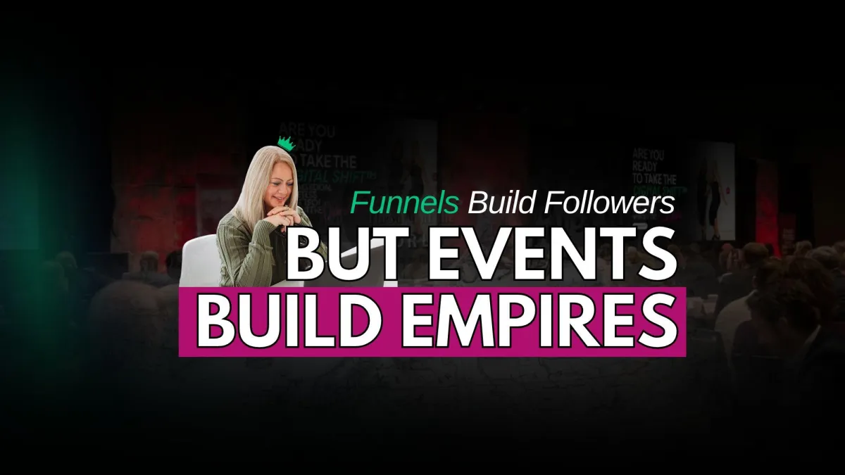 Large stage display with the phrase “Sell Like a Girl” surrounded by bold floral graphics, symbolizing feminine entrepreneurship, empowerment, and business growth showcased at a live event.