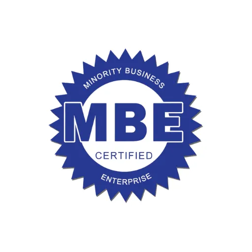 MBE Certification logo – Recognizing minority-owned businesses for their contributions and eligibility in government and private sector opportunities.