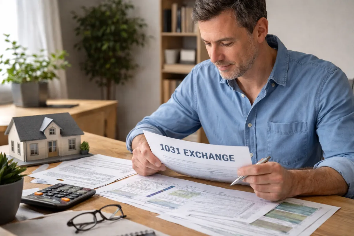 Real estate investor reviewing rental property tax planning documents.