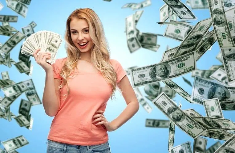 woman with a lot of money