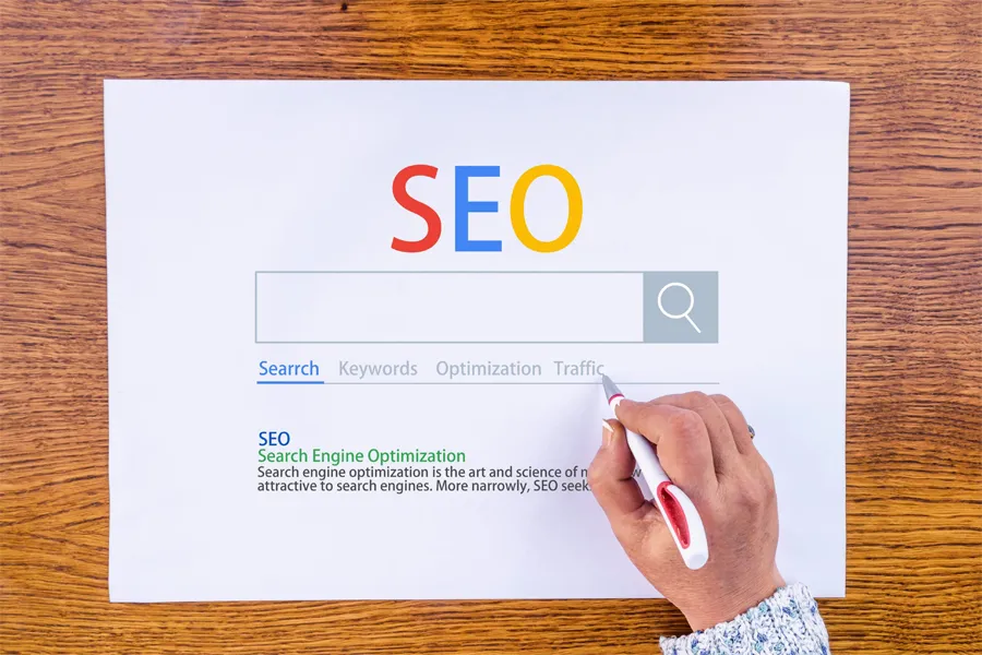 SEO Meta Titles on Google Search showing the title tag and meta description for SEO