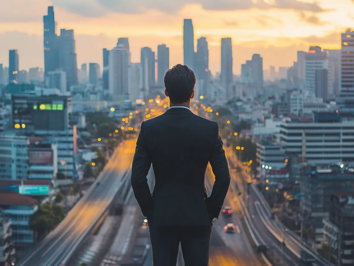 Businessman going to his success