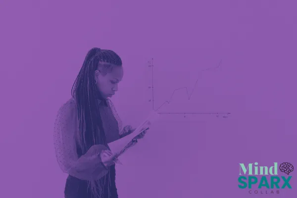 Female entrepreneur stands and looks at papers