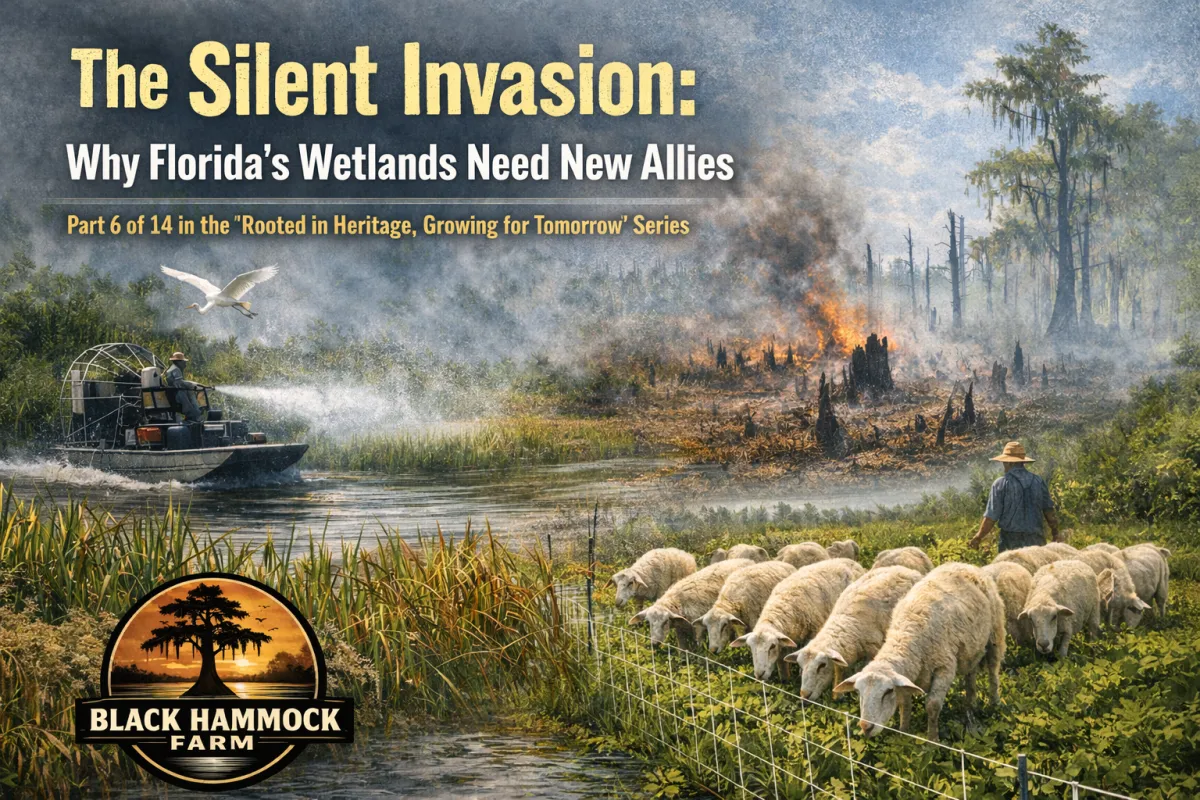 Sheep and Florida wetland