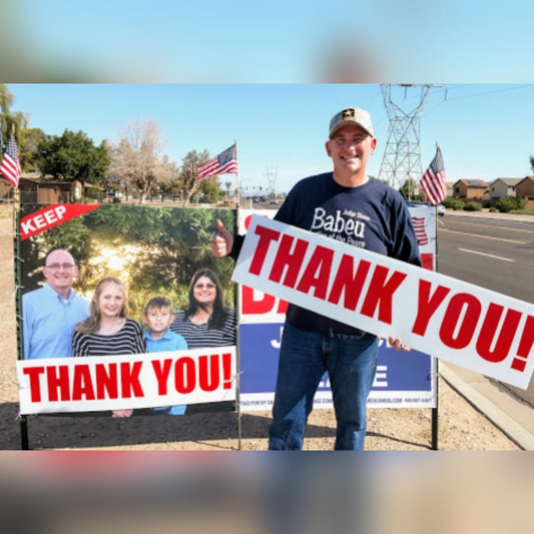 Shaun Babeu thanking the public for their support