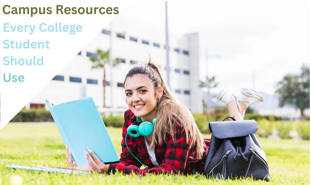 Girl Laying on grass in campus reading about student support services in higher education