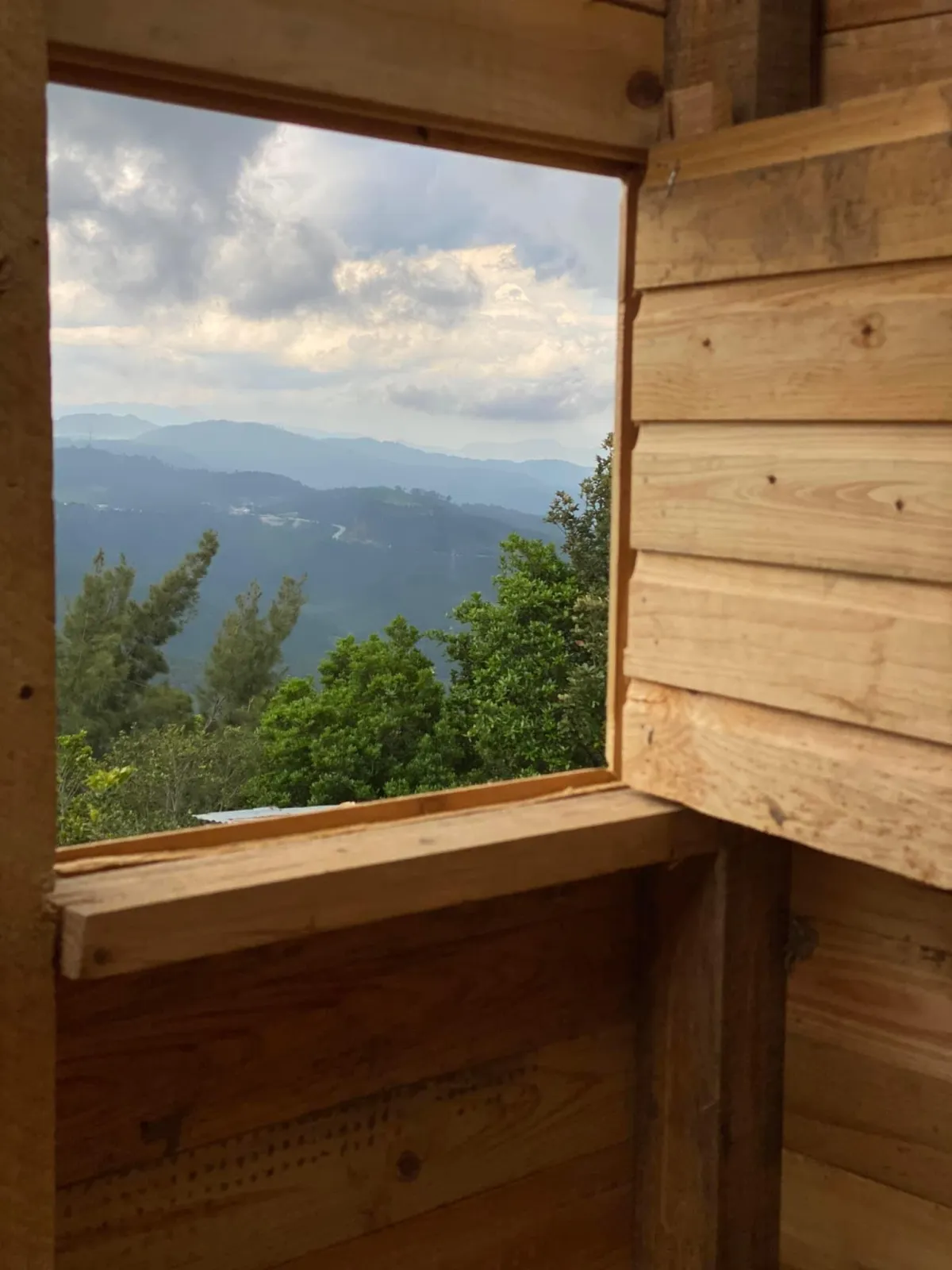 Open window overlooking beautiful valley.