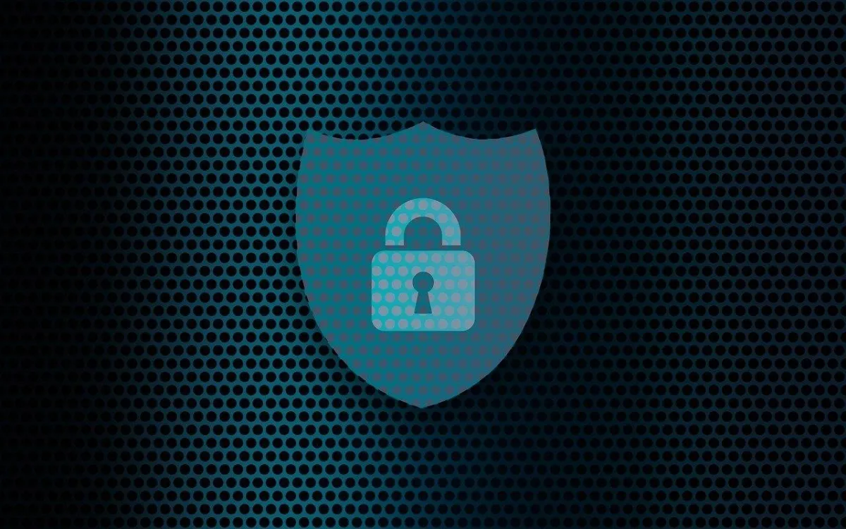 A shield with a lock symbol on it.