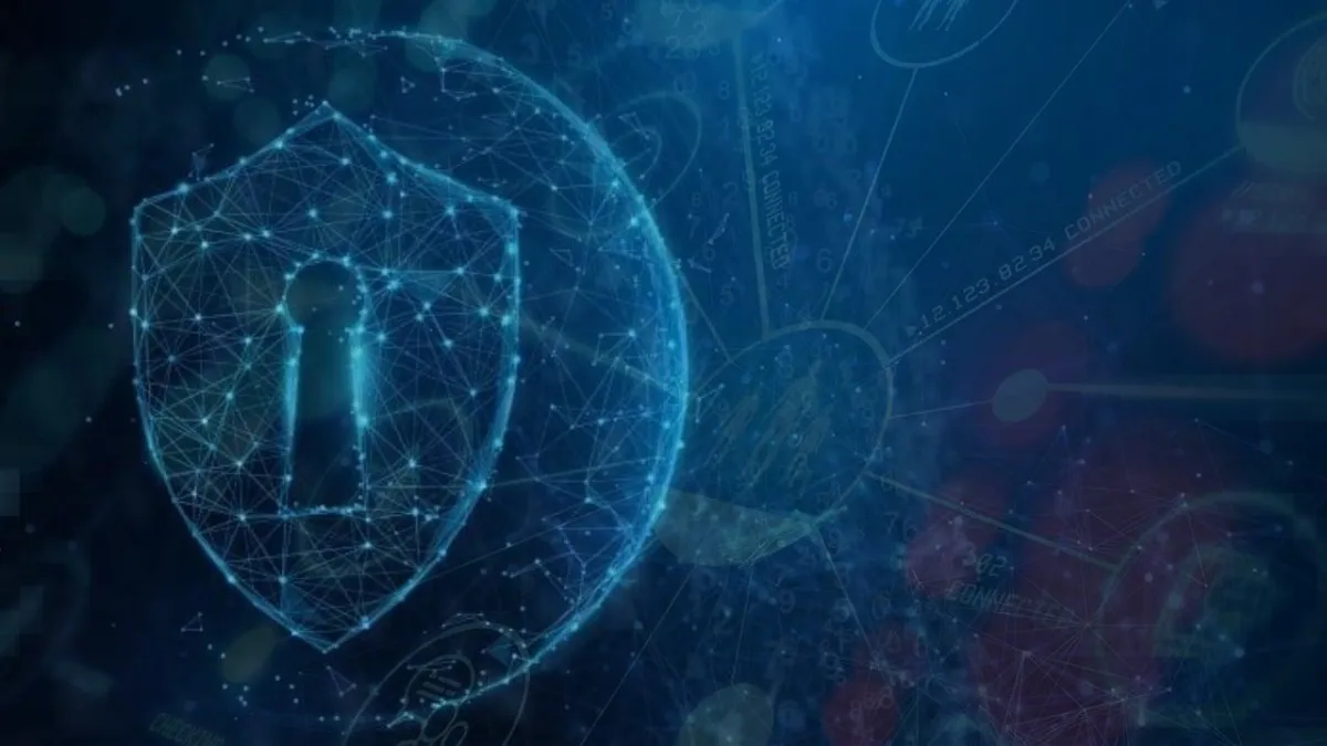 Code image of a lock on a shield.