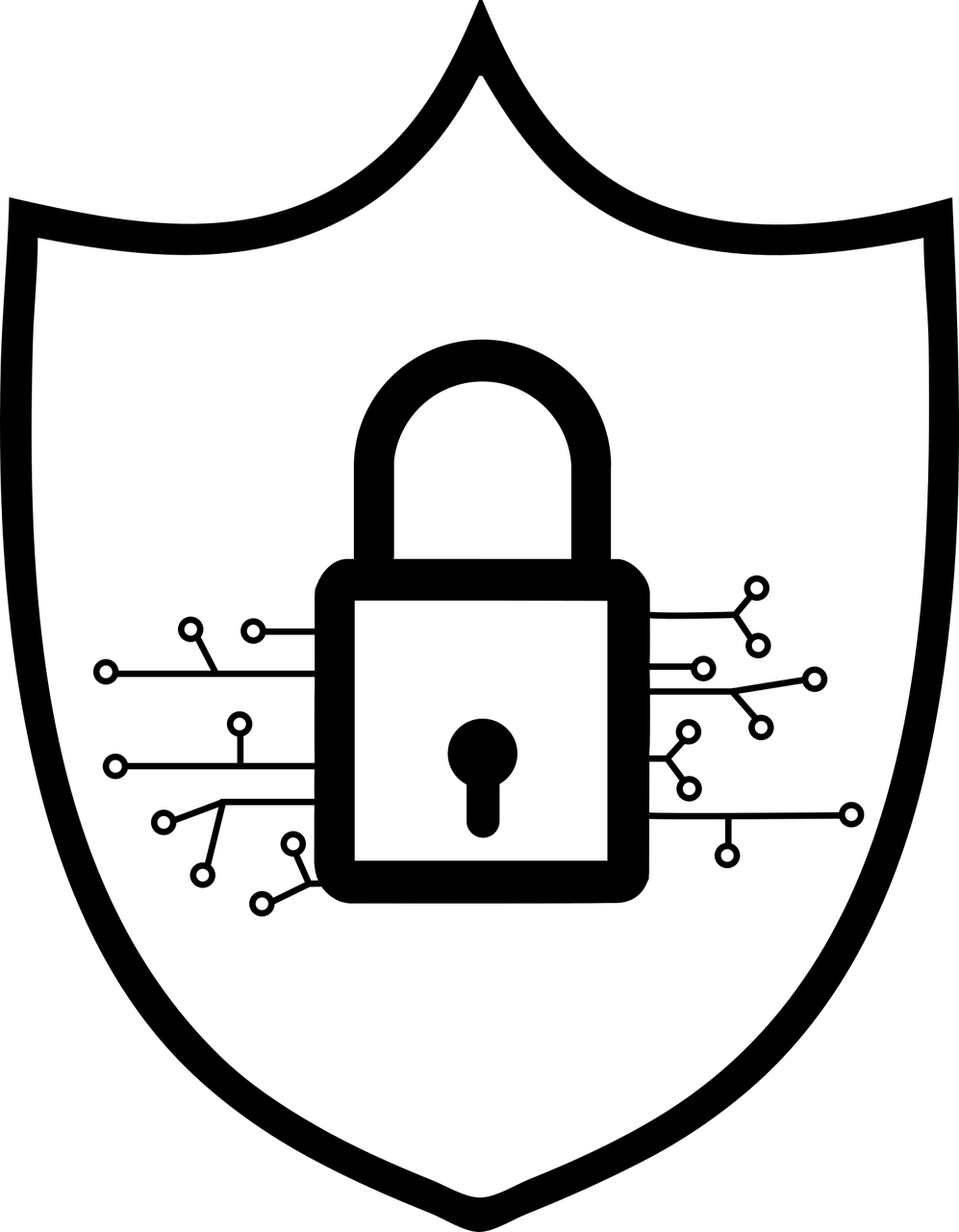 Cybersecurity padlock shield icon