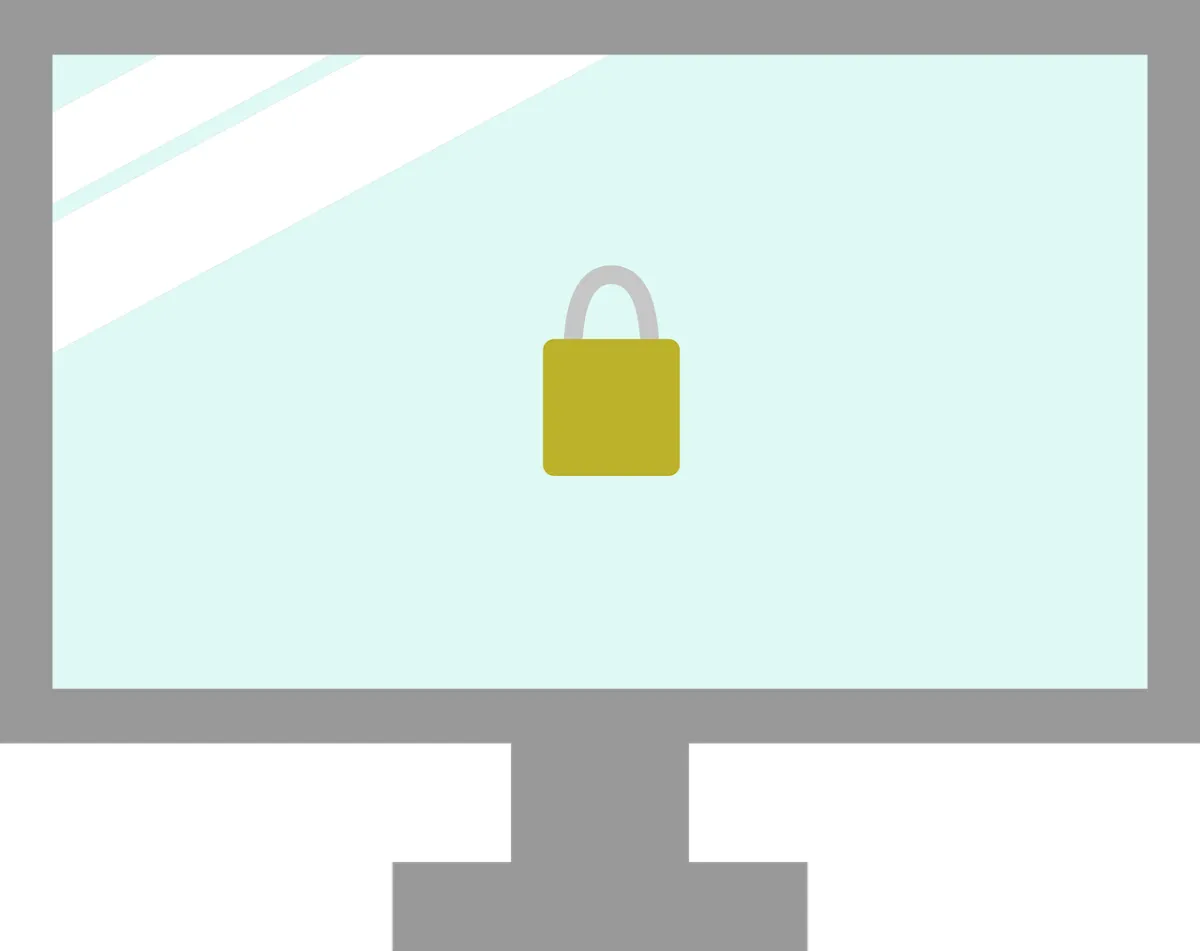 A security lock on the screen of a computer.