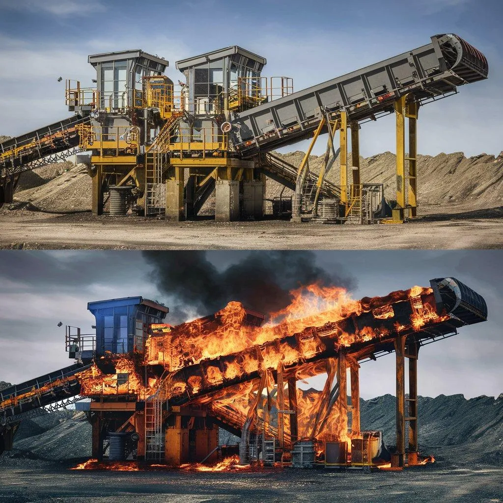 Conveyor Belt on fire vs not on fire