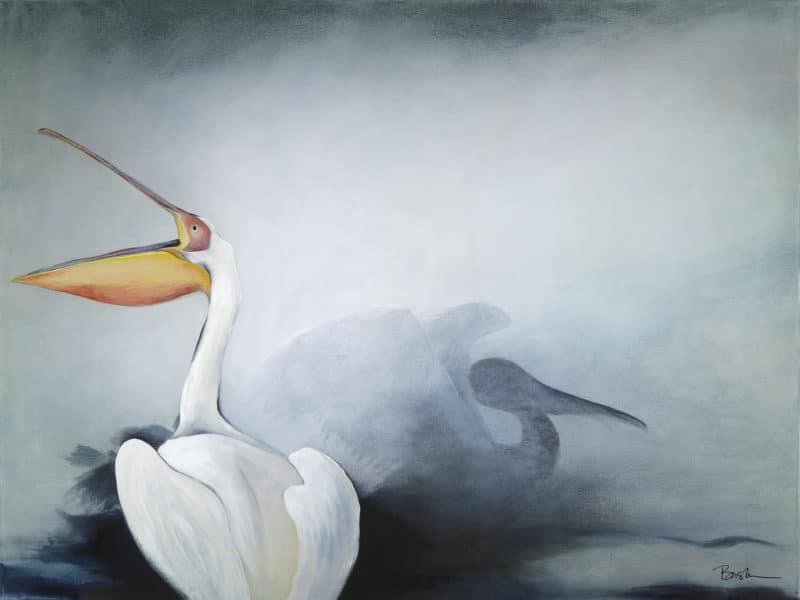 White Crane painting by Laura Basha