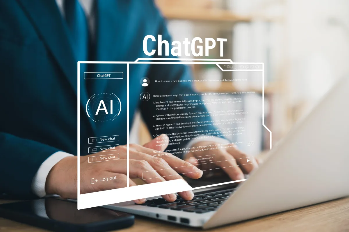 Man using ChatGPT on his laptop