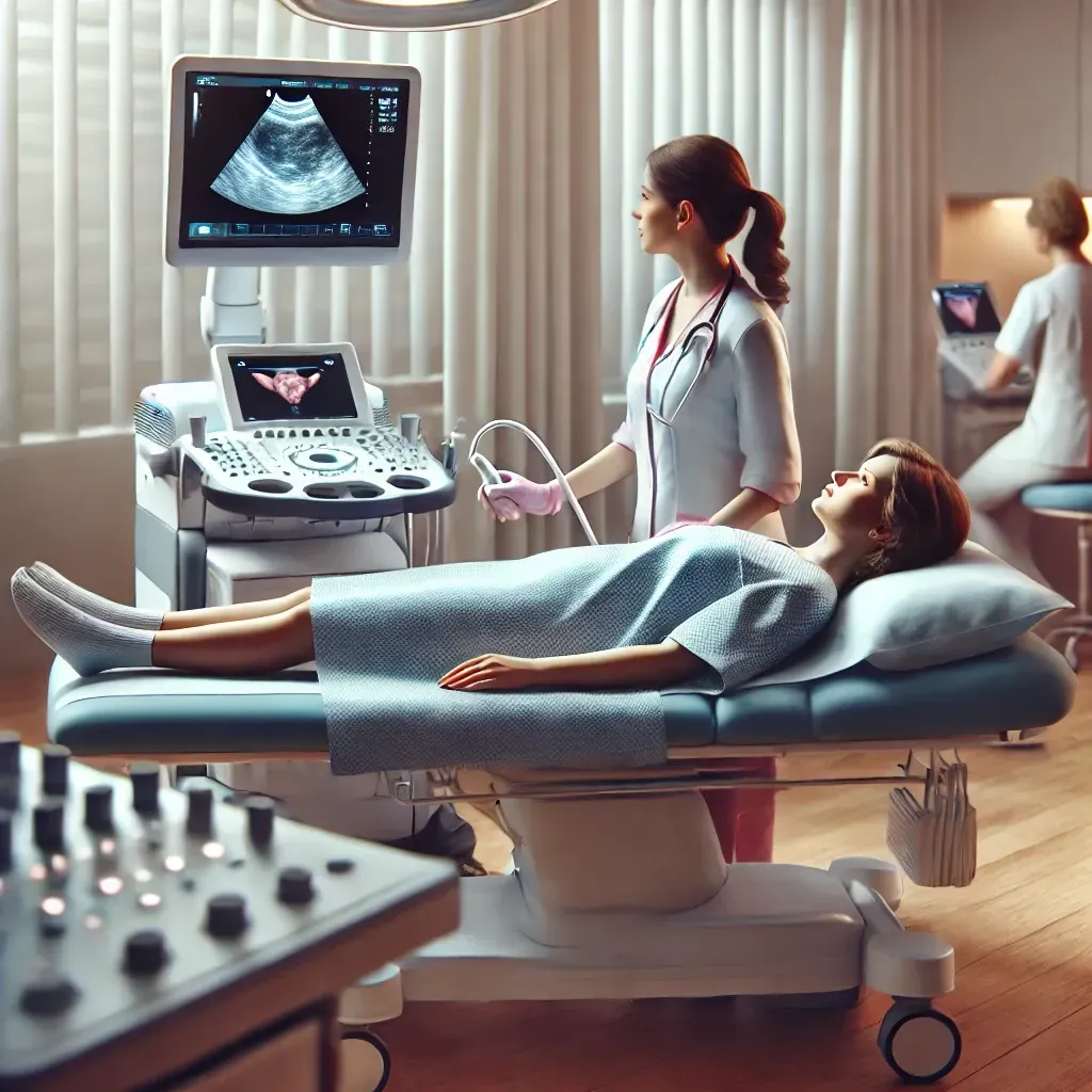 Woman in hospital bed