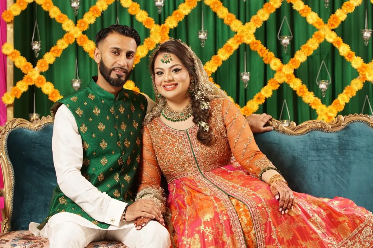 Family photobooth photo with props