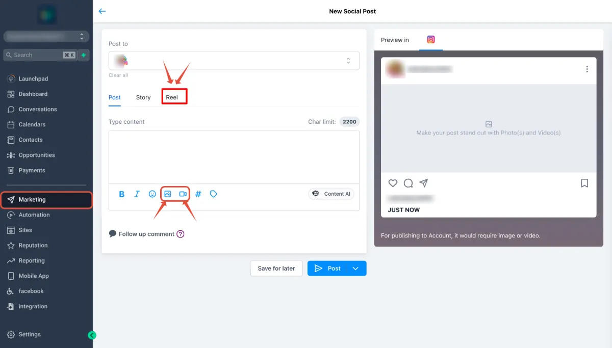 Hướng dẫn xuất bản Instagram Reels dành cho Social Planner