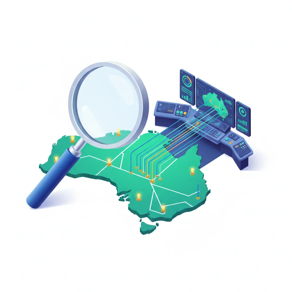 3D isometric visualization of GoHighLevel CRM automating local SEO lead generation for Australian businesses.