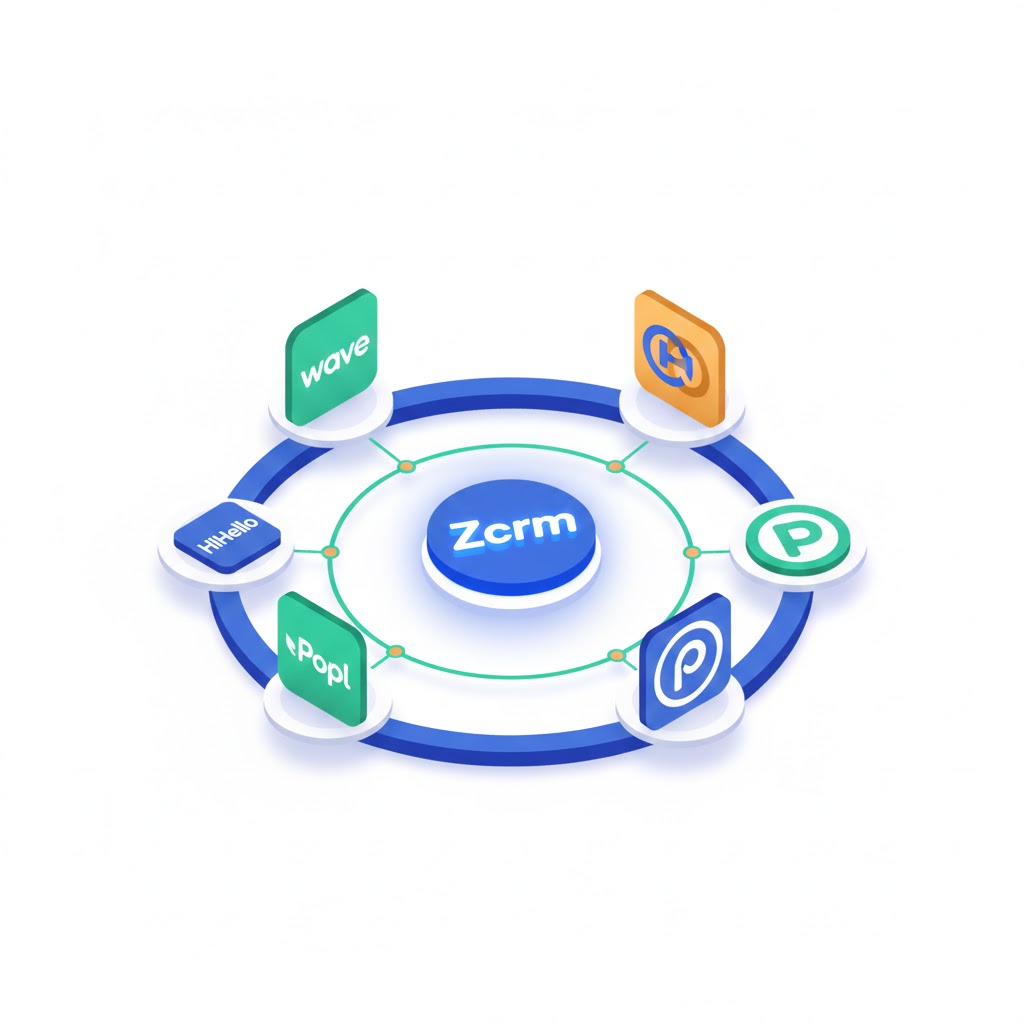 3D isometric comparison of the best digital business card apps of 2024 featuring CRM integration.