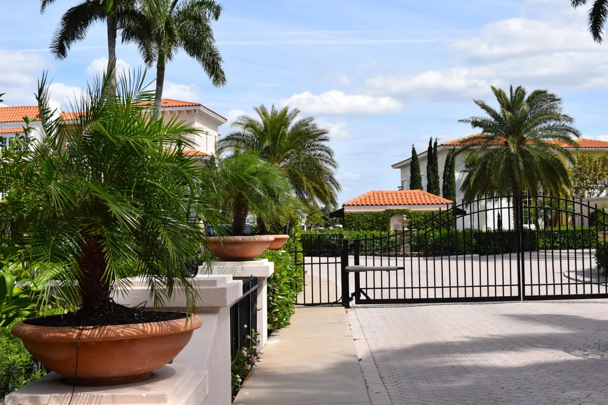a gated community with the gate closed
