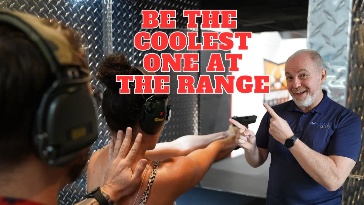 lady shooting at the gun range with her instructor