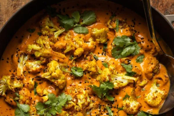 Spice-Roasted Cauliflower with Coconut Tomato Sauce & Lentils