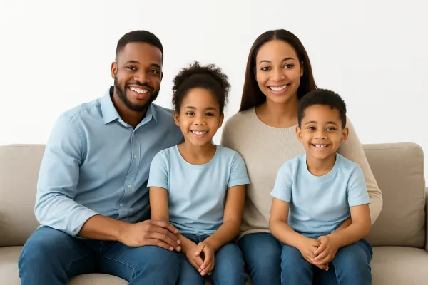 Young family relaxing together, protected by living benefits insurance