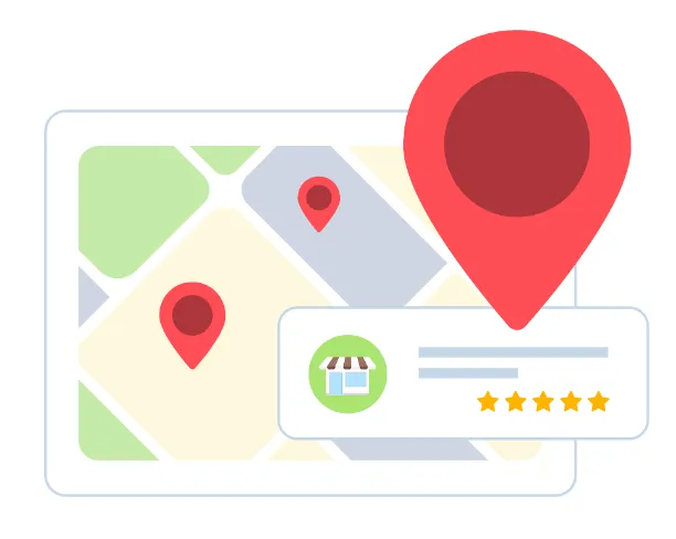 Local search concept. Map with red pin depicts convenience of finding local businesses