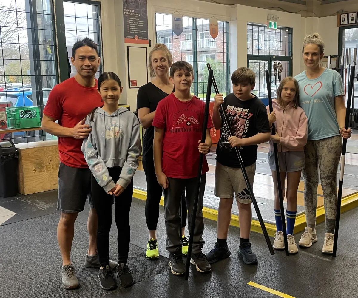 Family working out together