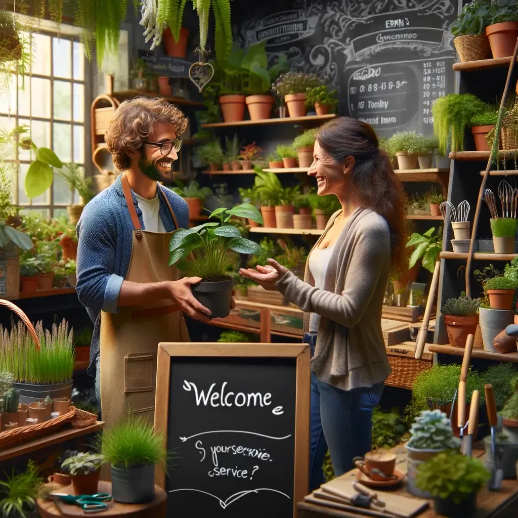 Bustling small business cafe interior with owner engaging customers, symbolizing vibrant community and strong customer relationships.