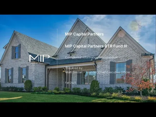 MIP Capital Partners BTR Fund III – Investor Webinar