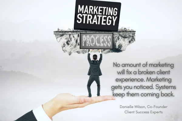 a man holds process up to support marketing