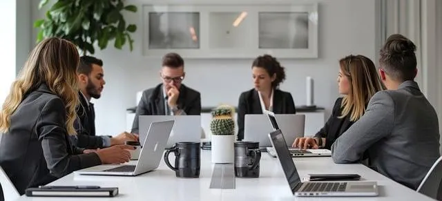 Business people at a conference room table