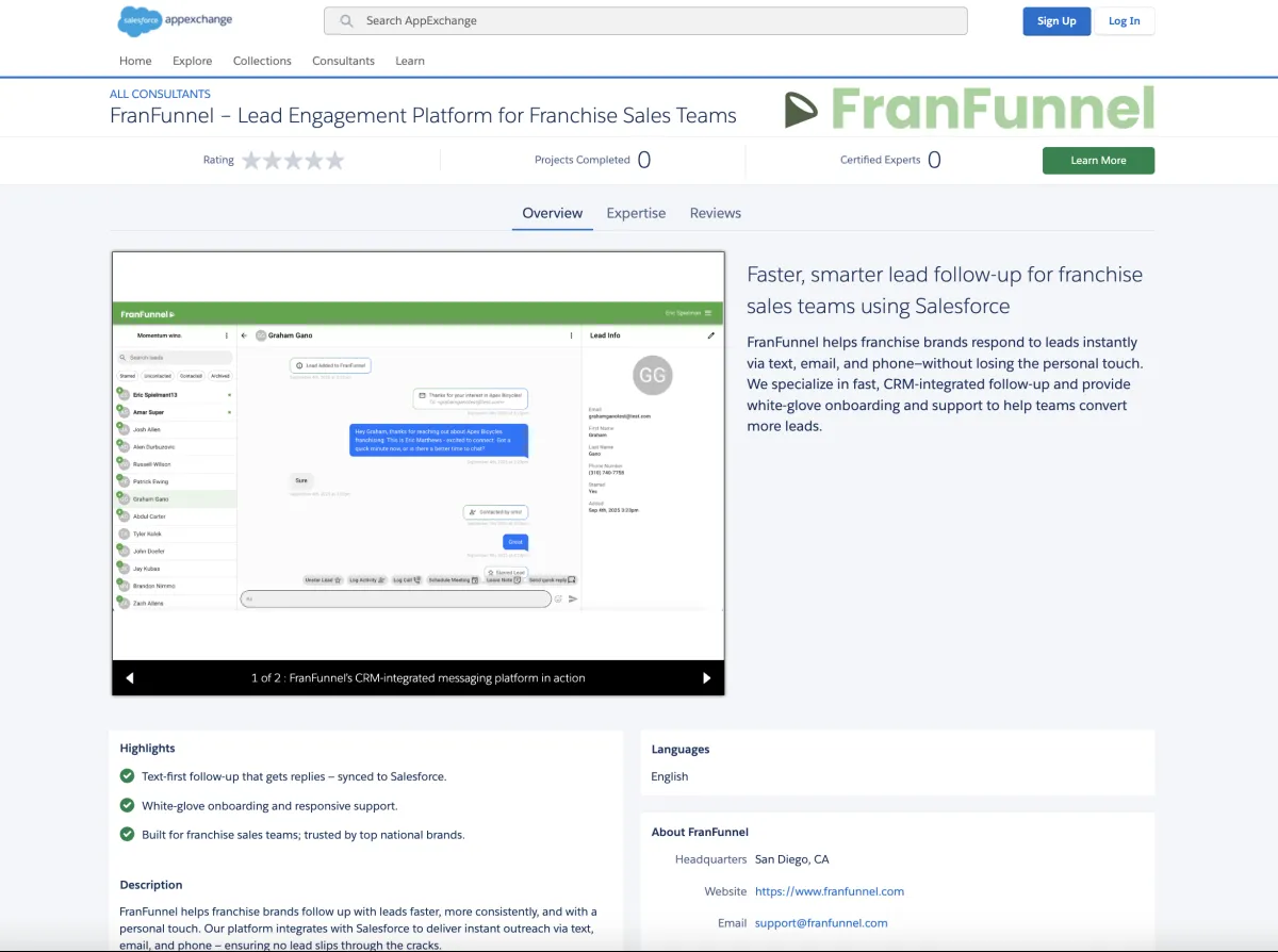 FranFunnel - Salesforce Integration