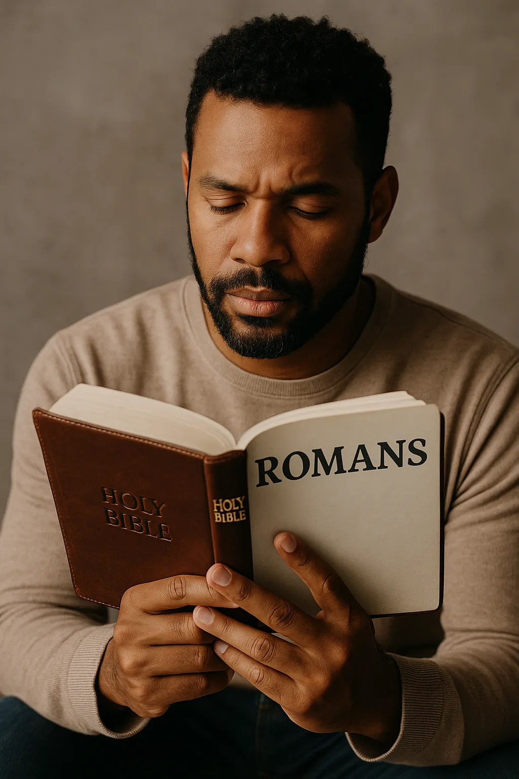 A black man reading from the book of Romans