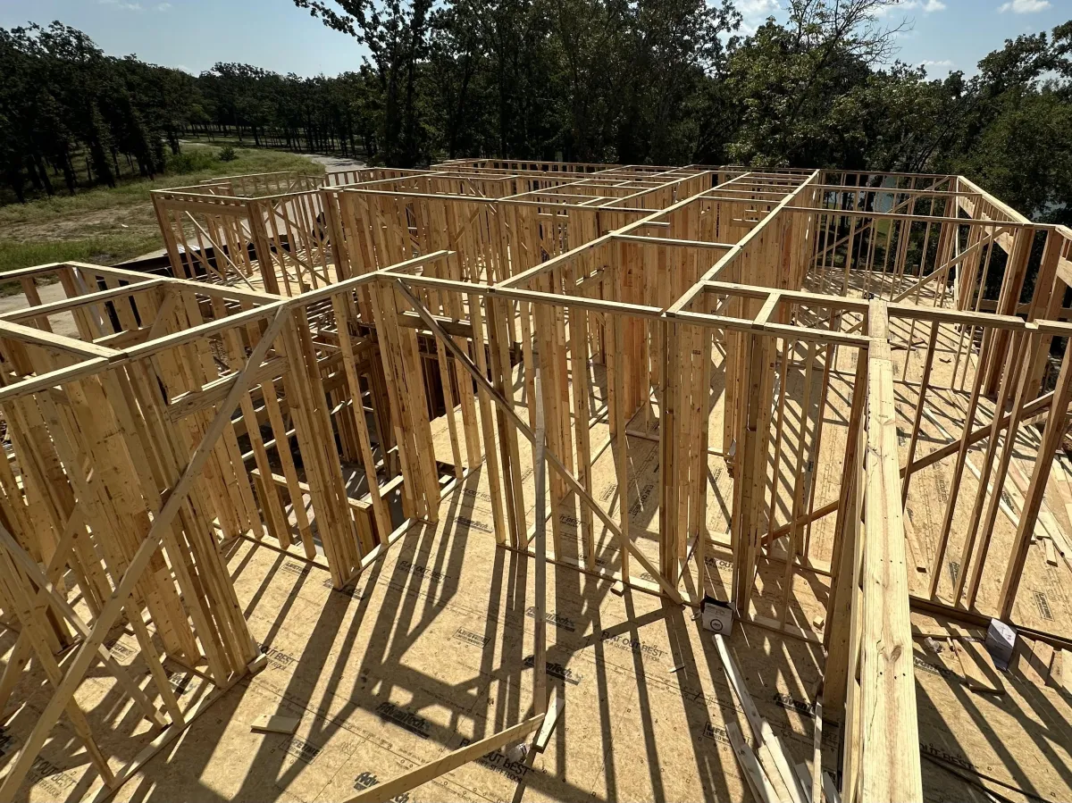 Vaulted ceiling framing detail for custom home with precise alignment