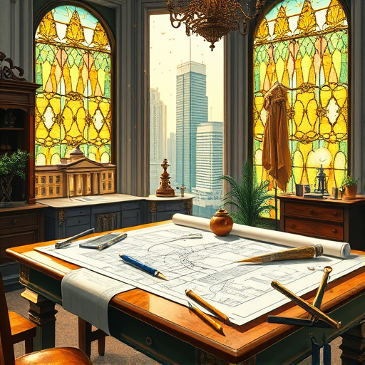 A vibrant and intricately detailed depiction of non-toxic architectural materials curving around a modern green building, inspired by Traditional African Art. The scene showcases an array of textured building elements such as earth-toned clay bricks, colorful woven panels, hand-carved wooden accents, and natural fiber screens, all arranged in rhythmic, geometric patterns characteristic of African artistry. The building itself blends seamlessly into lush surroundings, with verdant foliage and stylized trees rendered in bold, patterned motifs that evoke African textile designs. Floating among the scene are playful motifs—a smiling sun with stylized rays, patterned seashells, and abstract tribal symbols—that lend a whimsical, lively personality to the composition. The background features a serene, wide-open savannah with stylized acacia trees and distant hills, rendered in warm ochres, deep greens, and vibrant reds, creating a harmonious, earthy palette that emphasizes sustainability and connection to nature. The overall mood is calm yet empowering, inspiring trust in eco-friendly practices through the richness and warmth of traditional African art influences. The composition's intricate linework and bold shapes lend a sense of cultural depth and craftsmanlike precision, making the scene both visually striking and deeply rooted in cultural symbolism—an engaging visual narrative about designing buildings with natural, non-toxic materials that respect the environment and embrace African artistic heritage.