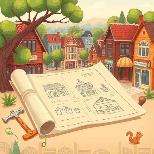 A hyperrealistic depiction of a quaint yet modern architectural office scene in Ridgewood, New Jersey, serving as the visual centerpiece for a blog cover titled "How to Contact Architects." The scene showcases a sleek, contemporary architectural studio with large glass windows reflecting the charming suburban streetscape filled with colorful homes and lush greenery, subtly nodding to Ridgewood’s neighborhood vibe. Inside, a detailed wooden drafting table is scattered with detailed blueprints and scaled models of innovative building designs, complemented by an open laptop displaying contact forms and an architectural website interface. Nearby, a quirky, vintage coffee mug emblazoned with a playful blueprint pattern and a tiny potted succulent adds personality. The backdrop includes shelves filled with miniature building blocks, architectural books, and a globe, emphasizing the global and local connection of architecture. To evoke an inviting yet professional tone, warm natural lighting bathes the scene, casting soft shadows and highlighting the textures of the wood and glass, creating a calm but engaging atmosphere. Subtle whimsical elements, like a tiny, intricate model of a house with a miniature garden and a small, colorful rubber duck wedged into a blueprint, infuse humor and personality. The overall composition is balanced with vibrant yet sophisticated colors—earthy browns, slate grays, and hints of pastel greens and blues—aiming for a modern aesthetic that conveys both expertise and approachable charm. The scene is devoid of human figures to maintain a sleek, polished look, allowing viewers to focus on the inviting environment that beckons clients to contact local Ridgewood architects. The result is an engaging, visually rich image that combines hyperrealism with playful touches, perfectly suited for a professional yet friendly blog cover.