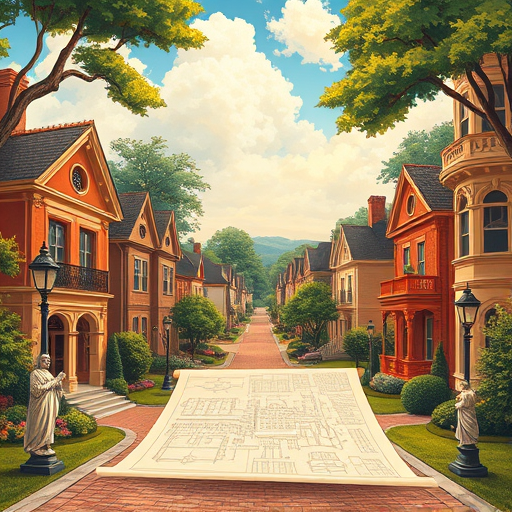 A vibrant and abstract depiction of various architectural styles represented through bold, overlapping color blocks typical of ColorFieldPainting, capturing the essence of 'architect types.' Visual elements include simplified silhouettes of iconic structures—such as a sleek modern skyscraper with sharp angles, a classic colonial house with pitched rooflines, an ornate Gothic cathedral with pointed spires, a minimalist tiny house with clean lines, and a futuristic pod-like structure with rounded shapes—all rendered in large, flat fields of color blending seamlessly into each other. The background features a dreamy, gradient sky shifting from warm ochre to cool teal, evoking a calm yet inspiring mood, with subtle textural variations that add depth. Quirky details include playful accents like a tiny, whimsical windmill atop a tiny cottage, miniature trees with exaggerated foliage in bright, contrasting hues, and quirky geometric patterns subtly embedded within each structure, giving a sense of personality and charm. The scene is set against a simplified cityscape silhouette, with floating clouds and stylized sun or moon shapes enhancing the atmosphere, implying a diverse, dynamic environment. The color palette relies on warm golds, cool blues, and vibrant reds—giving a balanced, inviting tone that encourages curiosity about architectural diversity. Overall, the image exudes a professional yet playful atmosphere, blending sleek abstraction with quirky details, embodying the multifaceted world of architecture through a harmonious, colorful, and visually engaging canvas.