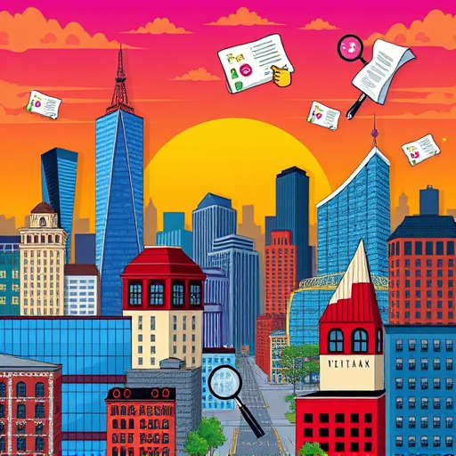 A vibrant and intricate scene depicting licensed architects in Newark, New Jersey, inspired by Pre-Columbian art. The image showcases stylized architectural elements such as geometric temples, decorative motifs reminiscent of ancient murals, and abstracted cityscapes that blend contemporary Newark landmarks with traditional motifs. Towering ziggurat-like structures with bold, symmetrical patterns dominate the foreground, their surfaces adorned with swirling patterns and symbolic glyphs inspired by ancient designs. Curved lines and stylized nature-inspired motifs, like swirling clouds and stylized trees, frame the scene, weaving in a sense of harmony between built environment and natural surroundings. Some abstract renderings of blueprint elements—compass, ruler, and drafting tools—are subtly integrated into decorative borders or as ornamental accents on buildings, adding a playful yet professional touch. The background features a stylized skyline with simplified, geometric renditions of Newark landmarks, rendered in a warm, earthy color palette of terracotta, deep ochre, muted greens, and rich browns, conveying a sense of stability and tradition. The mood is both reverent and lively, celebrating the craftsmanship of architects through a timeless, culturally rich lens, infused with quirky details like tiny, stylized animal motifs—lizards, birds, or serpents—that weave through the architecture, adding personality and a touch of whimsy. The environment suggests a sacred city, with layered terraced terraces and ornate rooftops, rendered in a symmetrical, pattern-heavy style that aligns with Pre-Columbian art principles. Overall, the scene exudes a sense of enduring cultural legacy, blending the modern profession with ancient artistic traditions in a playful, inspiring manner perfect for a blog cover.