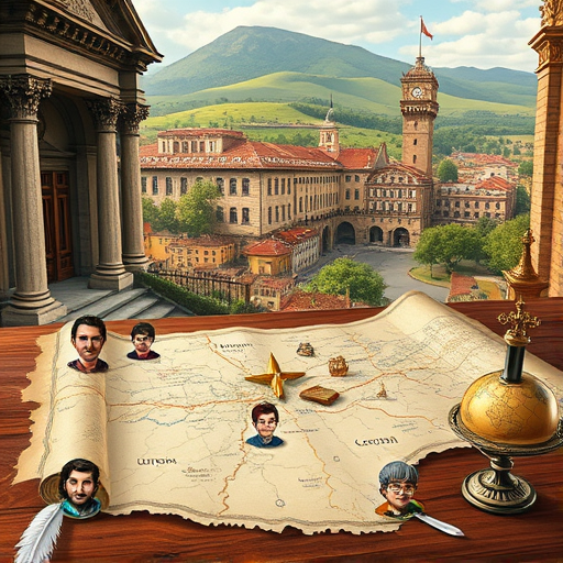 An intricate village scene showcasing the top residential architecture firms in Union City, New Jersey, depicted in a SocialRealism style with a warm, inviting color palette of earthy browns, soft oranges, and muted greens. The composition features a variety of uniquely designed residential buildings, blending modern and historic architectural details, such as sleek glass-fronted townhouses alongside vintage brick row houses, with subtle quirky touches like tiny rooftop gardens shaped like whimsical animals or abstract sculptures peeking from balconies. In the foreground, a park strip filled with lush, well-manicured trees and playful elements like colorful street art murals on low brick walls adds personality and vibrancy to the environment. Narrow cobblestone streets run through the scene, lined with stylized lampposts emitting a gentle glow, creating a calm but lively atmosphere. A stylized, abstract model of a blueprint or architectural sketch appears subtly in the background, hinting at the creative process behind the designs. The entire scene exudes a mood of thoughtful craftsmanship and community pride, balanced with a hint of quirkiness through unexpected design details like a whimsical sculpture garden glorifying residential living. The background features a gently rolling urban skyline with hints of the city’s distant horizon, beautifully rendered under a softly cloudy sky, adding to the understated optimism and grounded realism of the setting. The overall tone is both professional and approachable, emphasizing the harmony of innovative architecture within a warm neighborhood context, capturing the essence of Union City’s architectural spirit with a touch of playful charm.